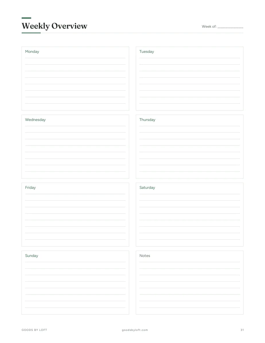 The weekly overview keeps deadlines visible