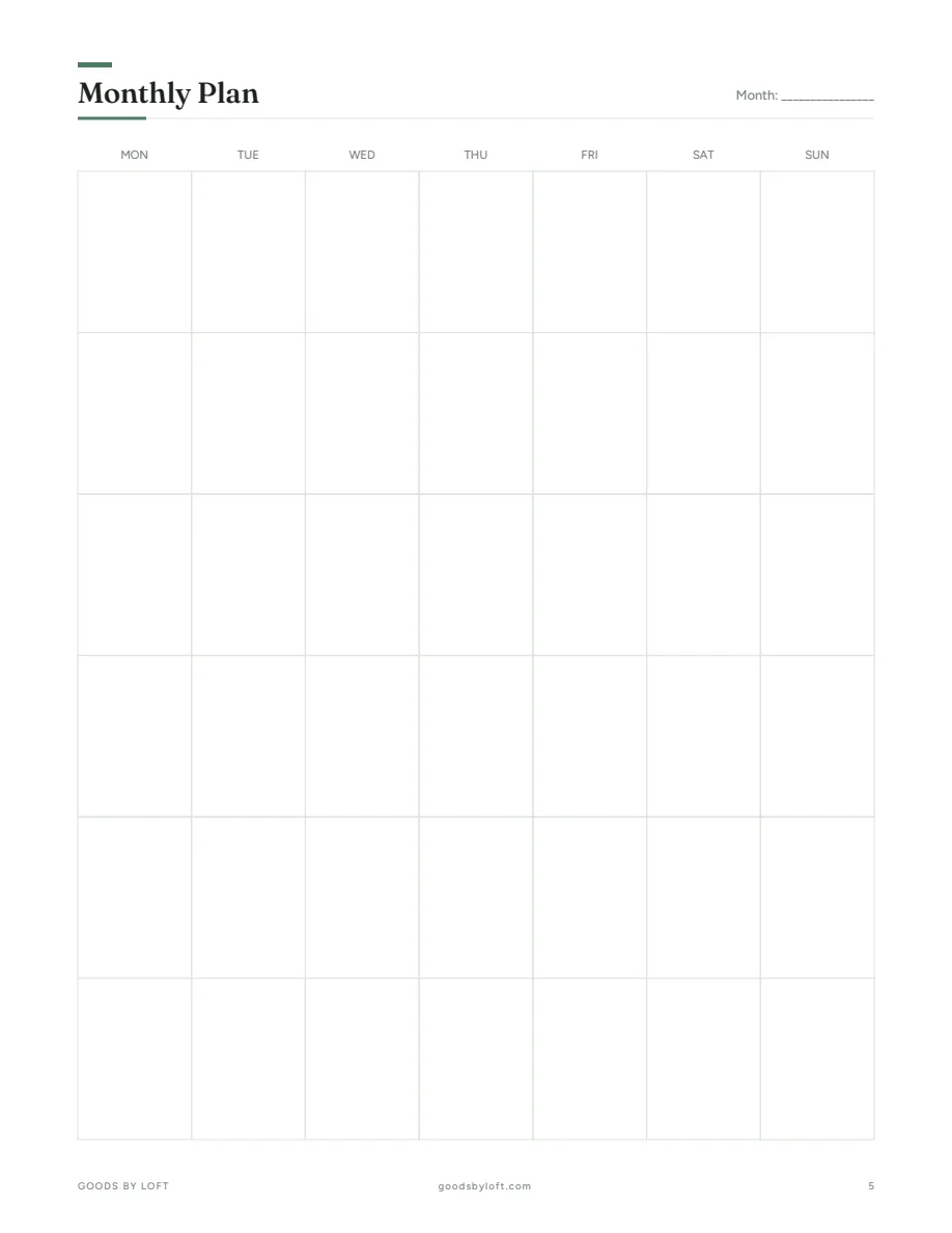 Undated monthly calendars, reusable forever